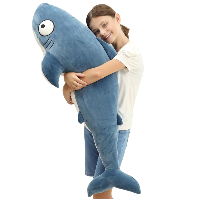 48” Blue Giant Sharks Plush,Large Whale Shark Stuffed Animals, Big Ocean Se