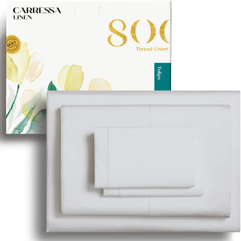 800 Thread Count Long Staple Egyptian Cotton Sheet Set, 4 Piece Set, Queen She