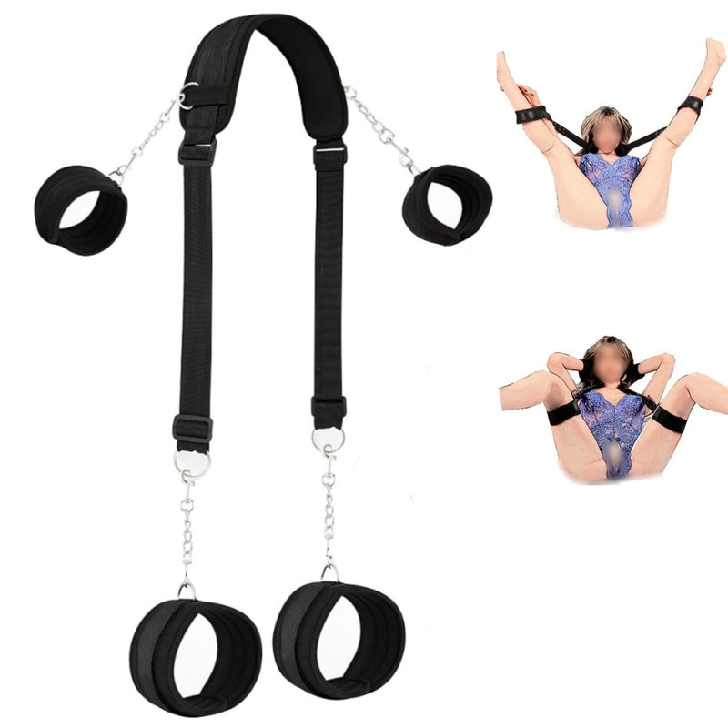 Sex Bondage Bdsm Kit- Bondage Restraints Sex Thigh Wrist Cuffs Restraint Kit- Neck To Legs Sex Toy With Handcuffs Doggy Swing Leg Straps Tie Set For Couples Sm Games Unisex
