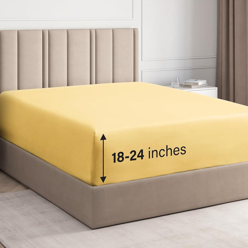 Extra Deep Twin Fitted Sheet - Hotel Luxury Single Fitted Sheet Only - Easily