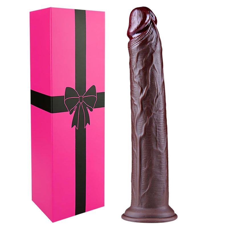 Soft Liquid Silicone Realistic Large Black Dildo With Suction Cup, 9 Inch Lifelike Prostate Anal Dildo Butt Plug Toy, Wearable Strapon G-Spot Dildos Flexible Penis Adult Sex Toy For Women Gay Couples