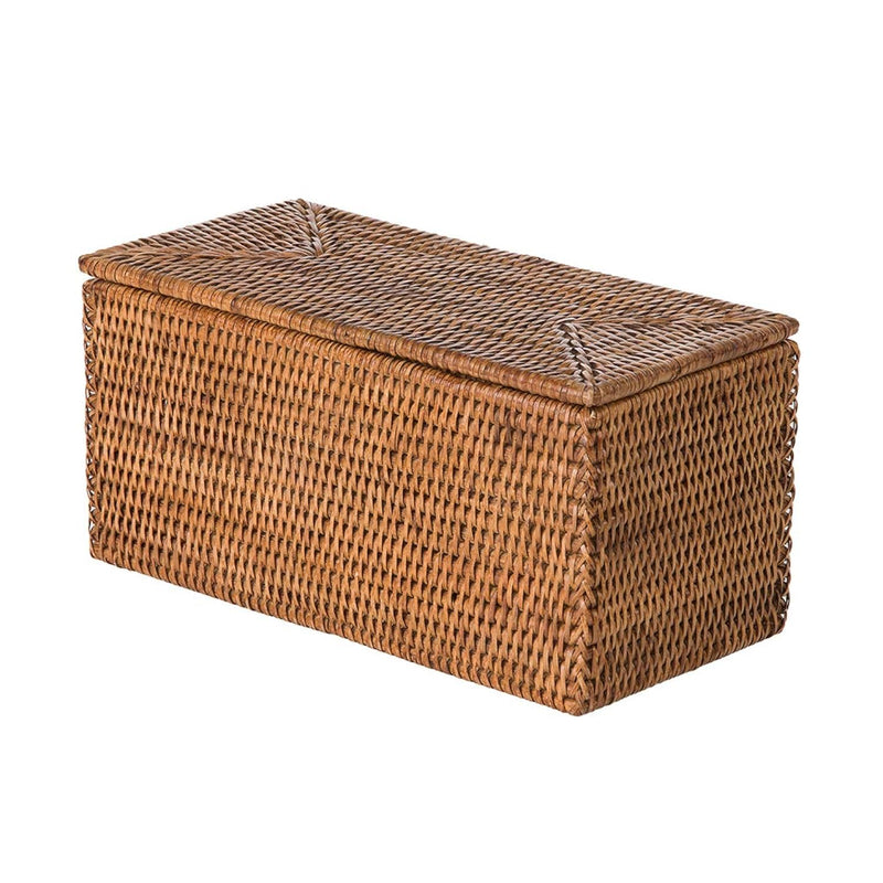 La Jolla Rectangular Rattan Box, Honey-Brown Toilet Roll Storage Basket