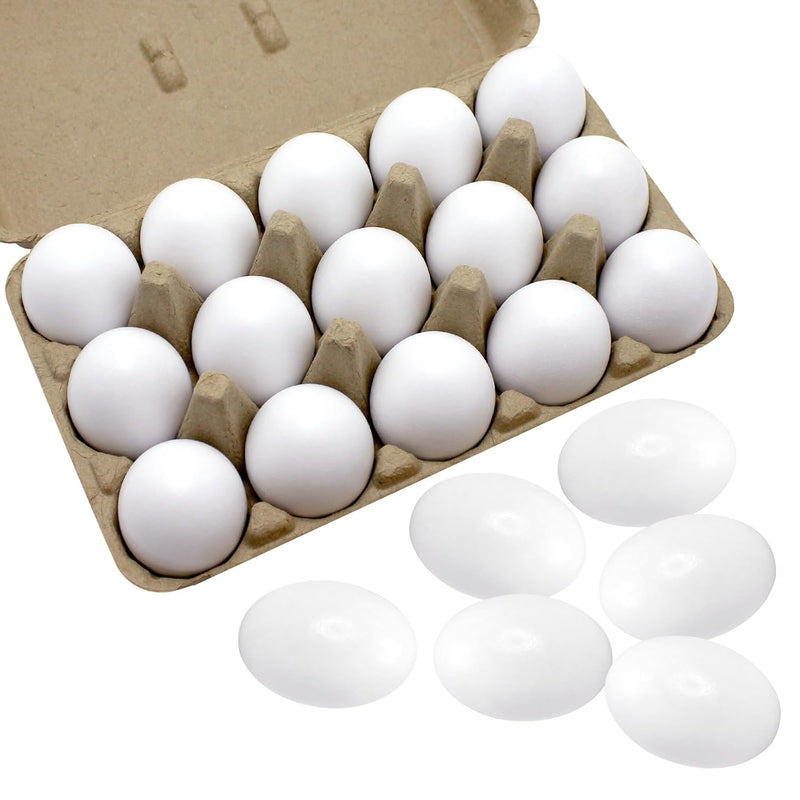 15 PCS White Wooden Life Size Plain Easter Eggs for Kids Craft and DIY