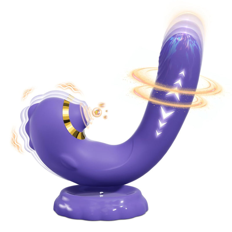 Seahorse Thrusting Dildo Vibrator With Clit Vibrator And Vibrating Dildo Simultaneously,G Spot Vibrator With 7 Thrusting & Clitoral Stimulator With 7 Flapping & Vibrating, Sex Adult Toys For Women