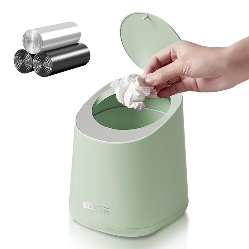 Mini Desktop Trash Can With 90 Trash Bags, Press-Type Countertop Wastebasket Wit