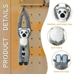 Stuffed Lemur Toy Hanging Stuffed Animal, Hooks And Stuffed Animals With Rings For Kids, Gifts For Boys And Girls,Lemur Plush Decoration Toys Hanging 20Inches