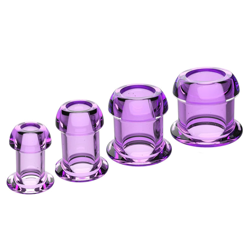 4 Pcs Soft Silicone Hollow Anal Plug Set Peep Anal Expansion Wearing Anal Plug Kit For Adult Transparent Sm Bed Game Toys(Transparentpurple)