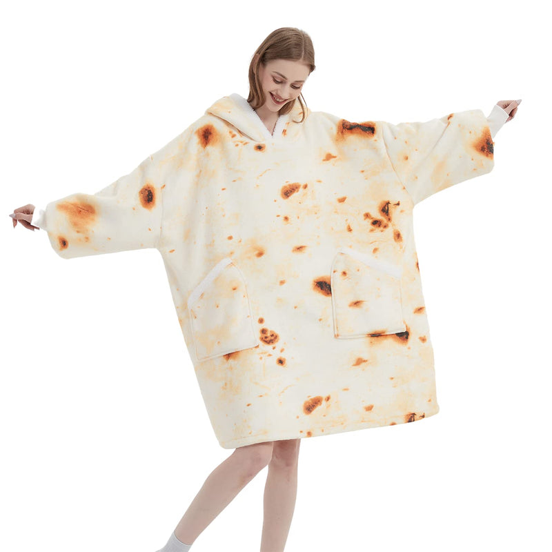 Oversized Wearable Blanket Hoodie For Women Men | Burritos Tortilla Blanket Ho
