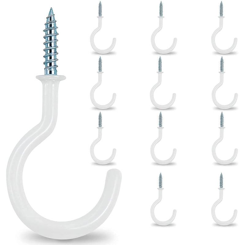2.9" Large Ceiling Hooks, 12 Pcs Heavy Duty Screw-In Wall Hooks, Vinyl Coated St