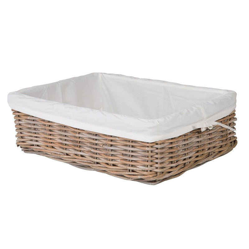 Kobo Rattan Shelf, Underbed Removable Liner, Gray, Large Size Decorative Storage