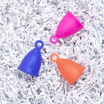 Silicone Ring Menstrual Cup with Loop Pull Stem for Easy Removal - Reusable 12 Hour Tampon Alternative - Medium Size, Soft Peachcup