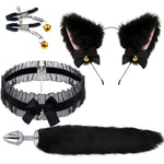 Anal Plug With Bunny Tail Plush Cat Ears Collar Nipple Clamps Sm Butt Plug Anal Toys Cosplay Sex Toy Kit For Women Men Set Of 4 Pcs