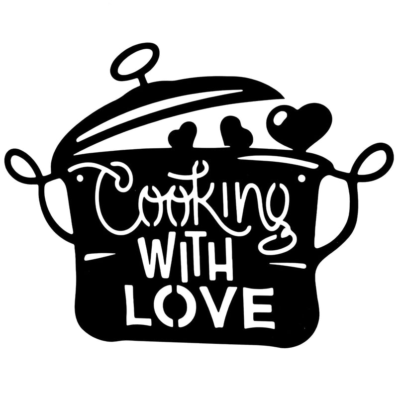 14 X 11 Inch Black Metal Kitchen Pot Wall Decor Cooking With Love Kitchen Deco