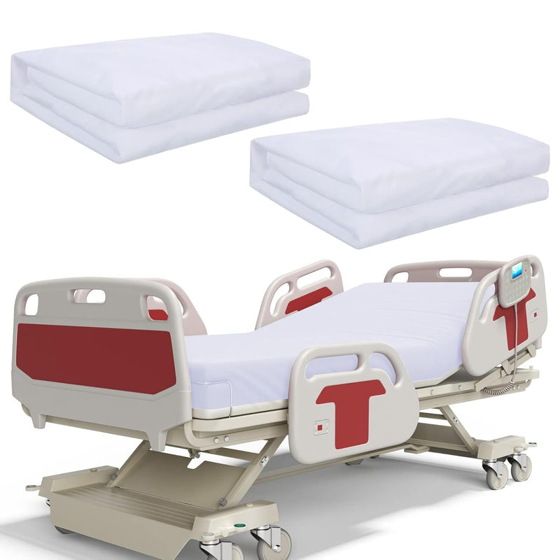 White Hospital Bed Sheets Soft Knitted Sheets 36 X 84 X 14 In Cotton Single Fu