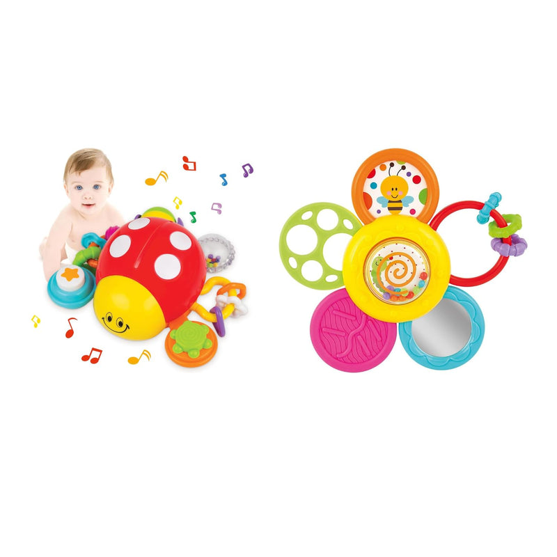 Infant Spin, Rattle And Teether & Interactive Ladybug Crawling Toy Set Engagin