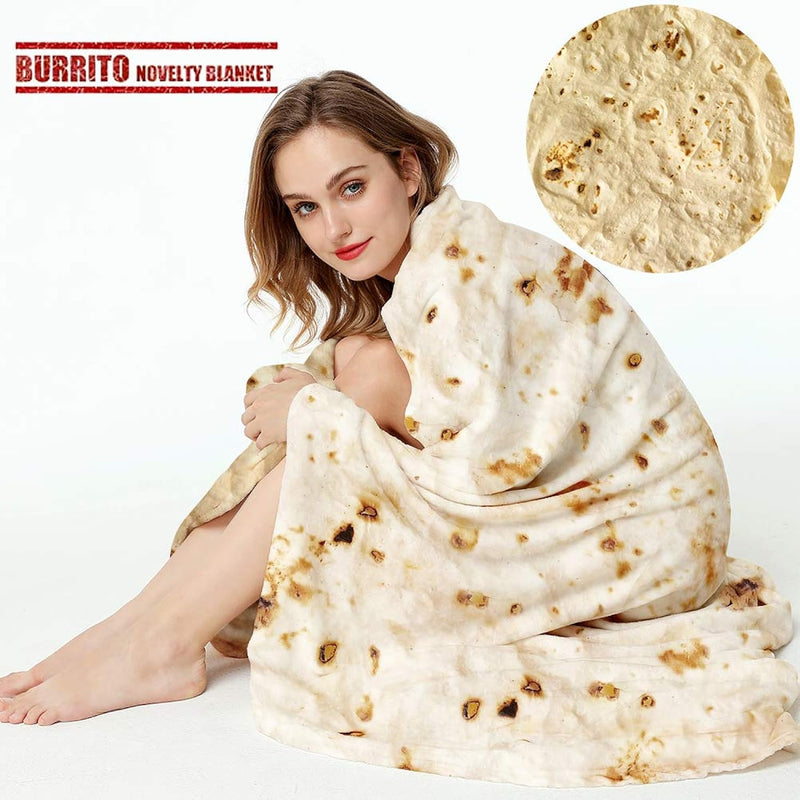 Burrito Tortilla Throw Blanket,2.0 Double Sided Burritos Taco Tortilla Wrap Bl