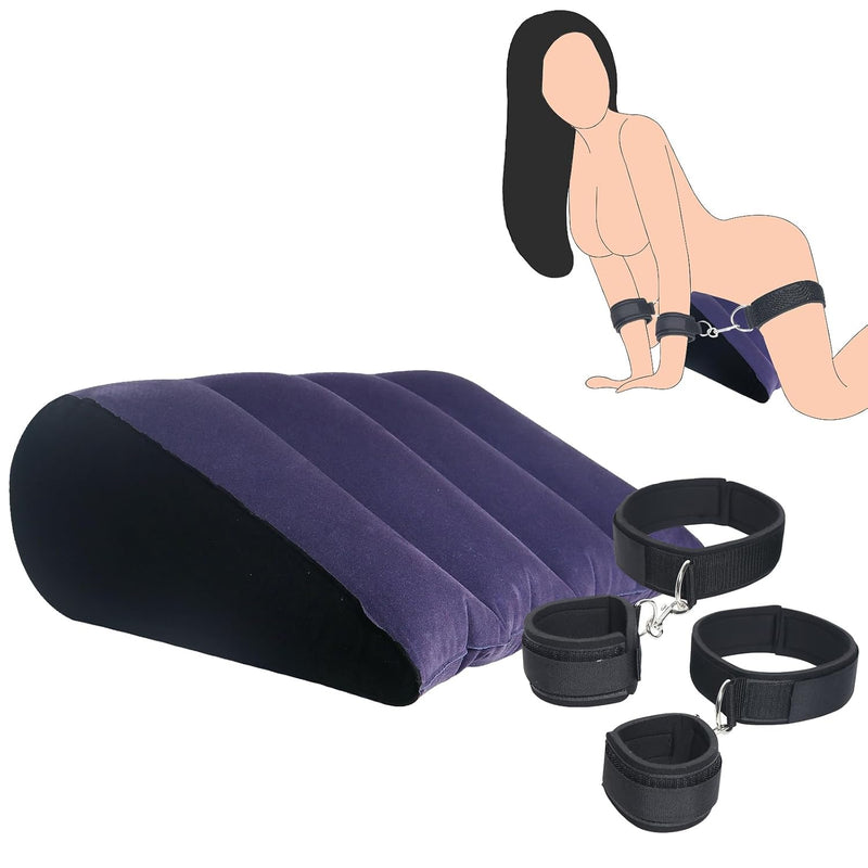 Sex Bondage Wrist & Thigh Pillow Handcuffs Bdsm Restraints Set, Sex Toys For Women With Position Support Pillow Inflatable Ramp Furniture For Couple Beginner Sm Game Play