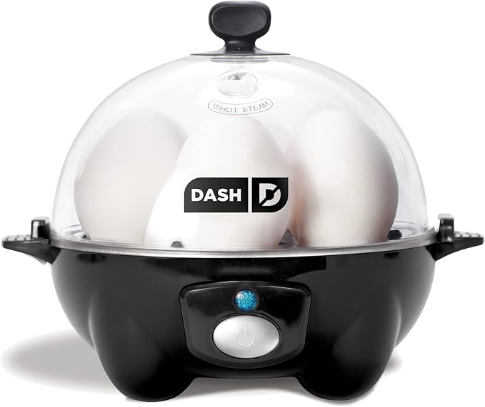 Rapid Egg Cooker: 6 Egg Capacity Electric Egg Cooker for Hard Boiled Eggs, Poached Eggs, Scrambled Eggs, or Omelets with Auto Shut Off Feature - Black