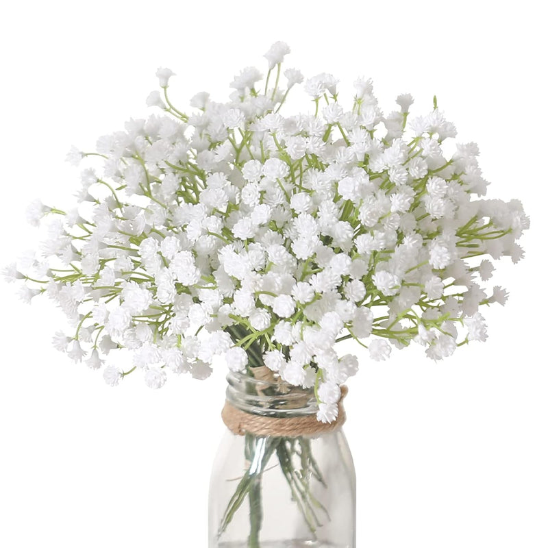10Pcs 30 Bunches White Babys Breath Flowers Artificial White Fake Flowers Gyps