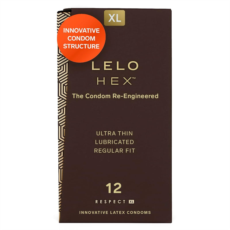 Hex Respect Xl, Extra Large Condoms With Increased Strength, Lubricated Xl Condoms Large For Men, 2.28-Inch/58Mm Diameter (12 Pack)