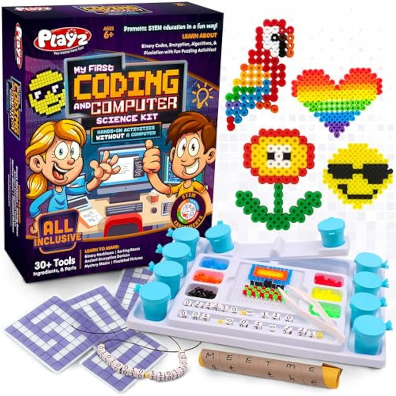 My First Coding & Computer Science Kit - Learn About Binary Codes, Encryption, Algorithms & Pixelation Through Fun Puzzling Activities Without Using A Computer For Boys, Girls, Teenagers, Kids