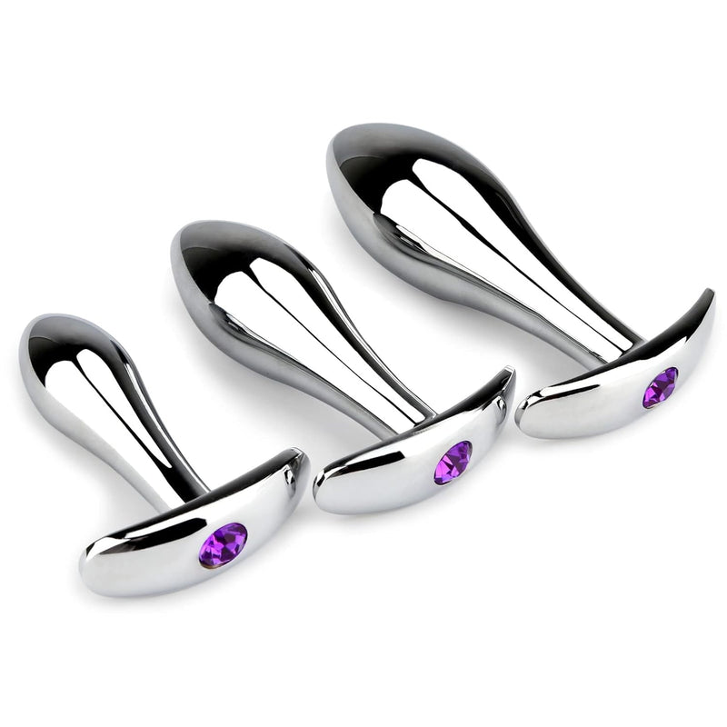 Anal Plugs Luxury Jewelry Anal Trainer Kit Metal Butt Plug Prostate Massage Sex Toy Stimulation Adult Sex Toys For Men Women (Silver)