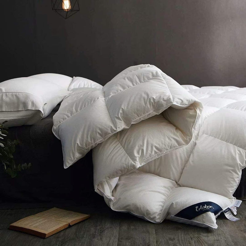 Fusion White Goose Down Comforter Cal King Size,Heavy Weight For Winter, 66.6O