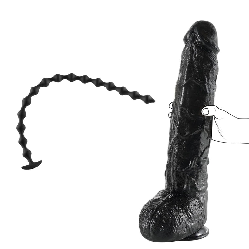 17.3 Inch Long Realistic Huge Thick Dildo + 22.8 Inch Super Long Anal Beads