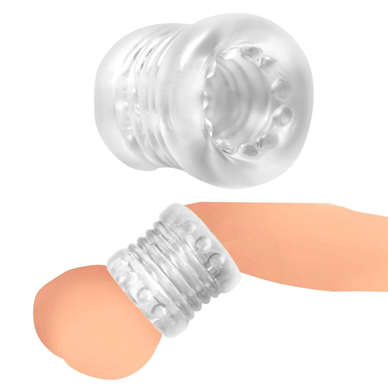 Ball Stack Ball Stretcher For Beginners, Men & Couples. Pleasure Enhancing And Textured Nubs. Body-Safe Tpe, Soft And Stretchy. 1 Piece, Clear.