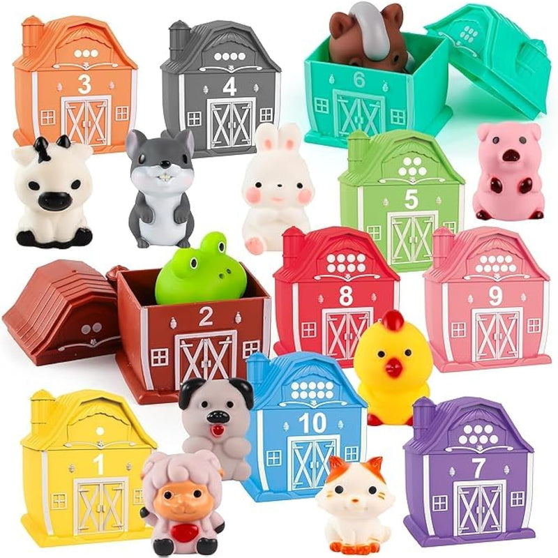 Learning Barn Toys For Toddlers 3+ Years Old, 20 Pieces Farm Animal Finger