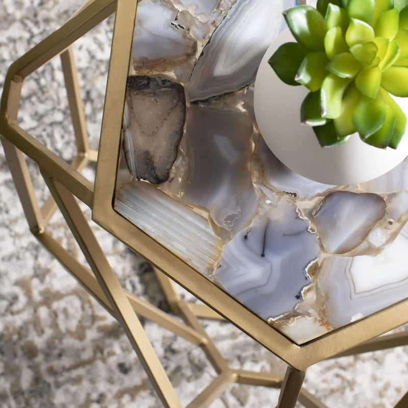 Home Ava Multicolored And Gold Geometric Accent Table