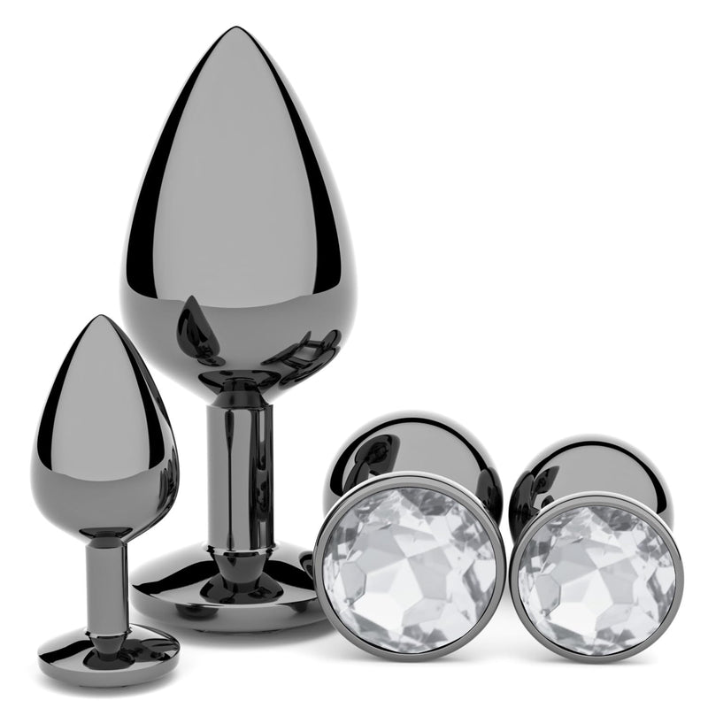 Anal Plug Beginner Set - 4 Pcs Jewel Butt Plugs Sex Toy Anal Training Kit- Guncolor G Spot Anal Sex Adult Toy For Beginner Adult Unisex Women And Men Couple