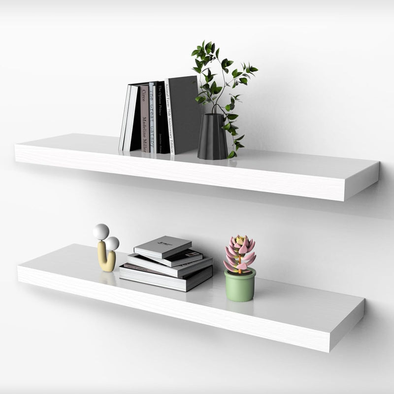 Floating Shelves For Wall, Natural Wood Shelf, 30 Inch Long, White Wooden Rust