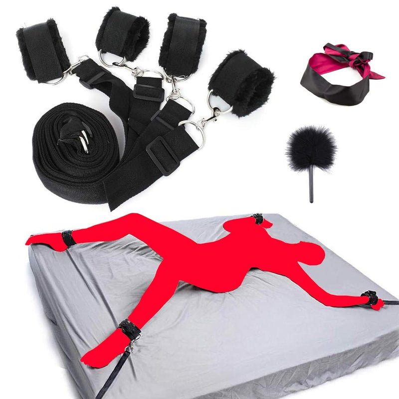 Adjustable Bed Handcuffs Under The Bed Or Mattress With Arm And Leg Cuffs Adjustable Nylon Strap Fit Any Size (Bed Handcuffs)