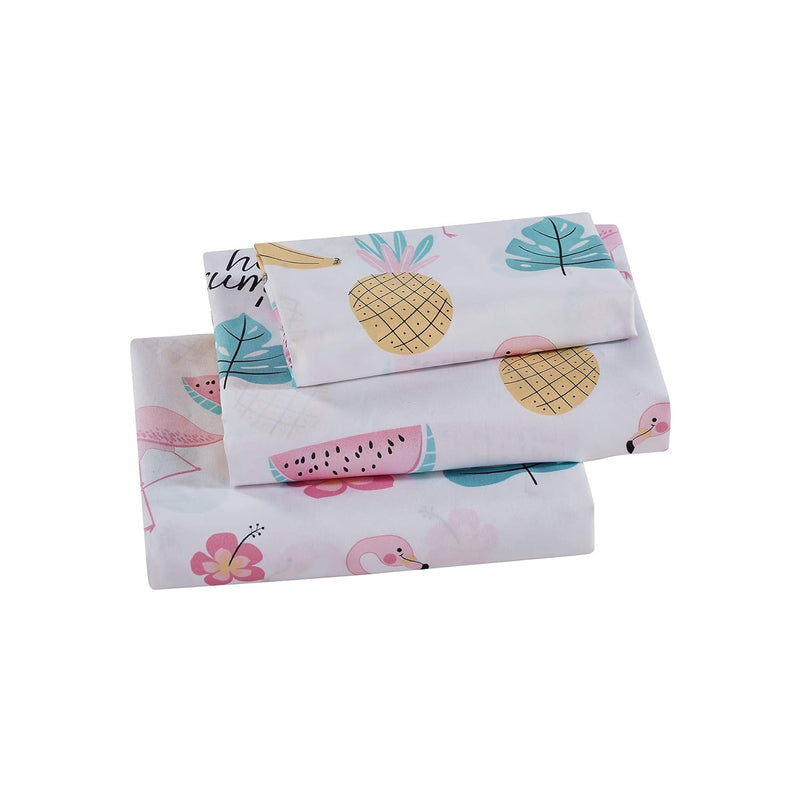 Sheet Set Kids/Teens Flamingo Pineapple Banana Watermelon Hibiscus Tropical Le
