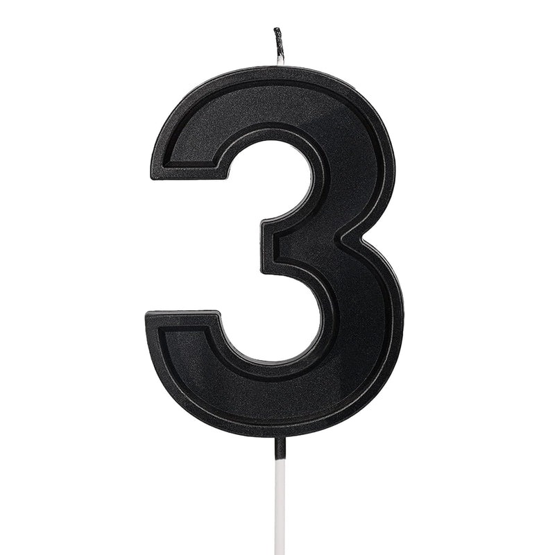 3.94 Inches Oversized Birthday Candles Black Birthday Cake Candles Number Cand