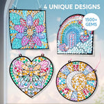 4 Pcs Window Suncatcher Gem Painting Kits for Kids, Diamond Art Craft