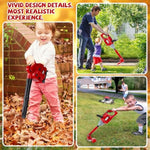 2 Pcs Toy Gardening Tool Set For Kids Leaf Blower Toy Weed Trimmer Battery Powered Gardening Tool Set With Lights And Sounds Christmas Birthday Gift For Boys Girls