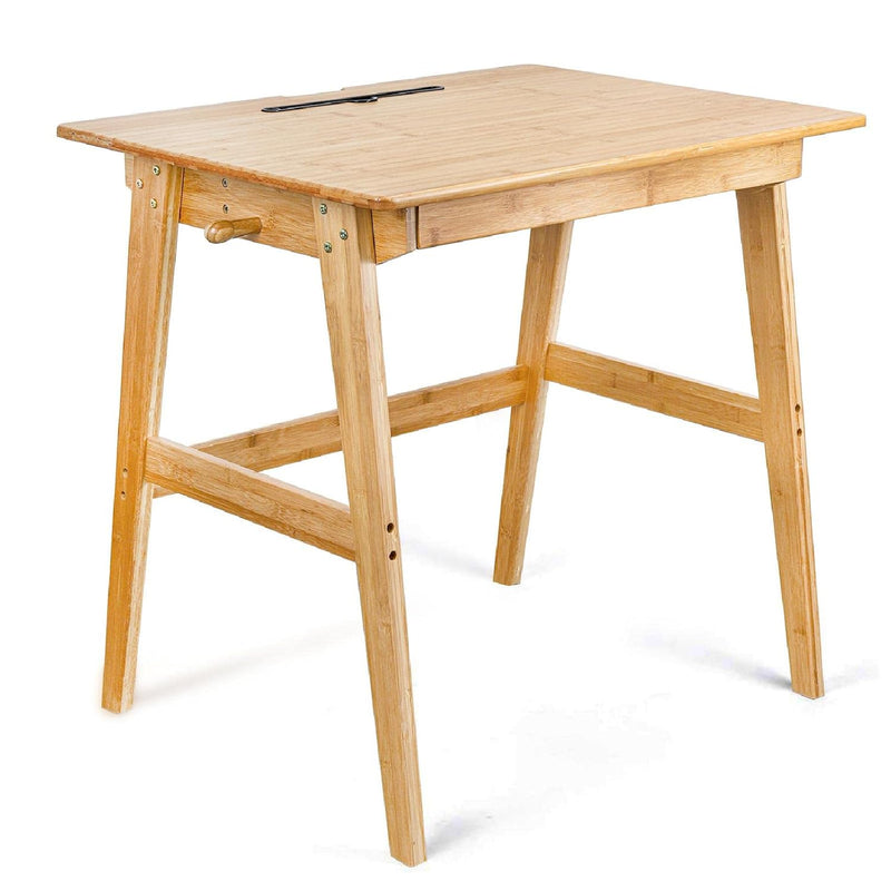 Writing Computer Desk With Drawer, 31" Small Simple Bamboo Table, Home Office