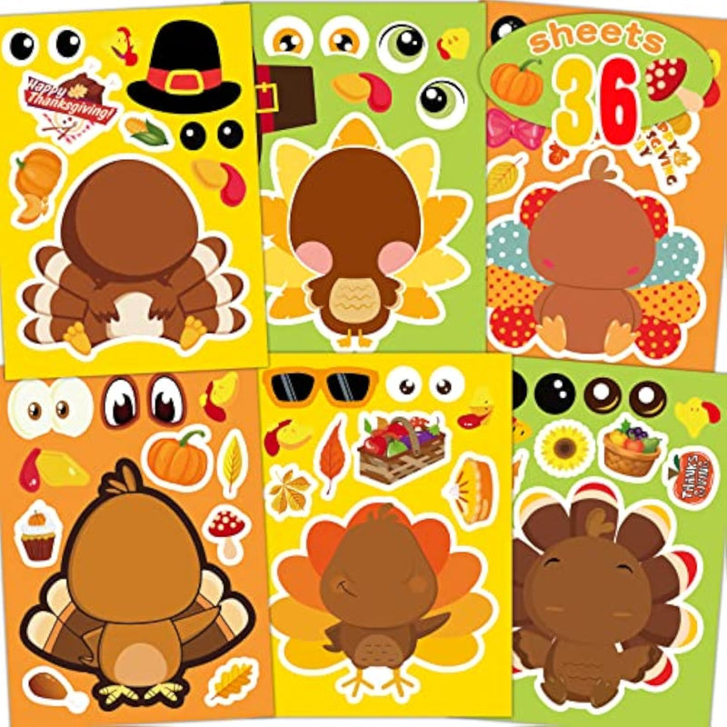 Thanksgiving Stickers for Kids, 36 Sheets Thanksgiving Crafts and Activities