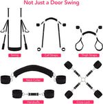 Adjustable Door Swing & Bondage Restraint Kit with Handcuffs & Leg Straps, Black