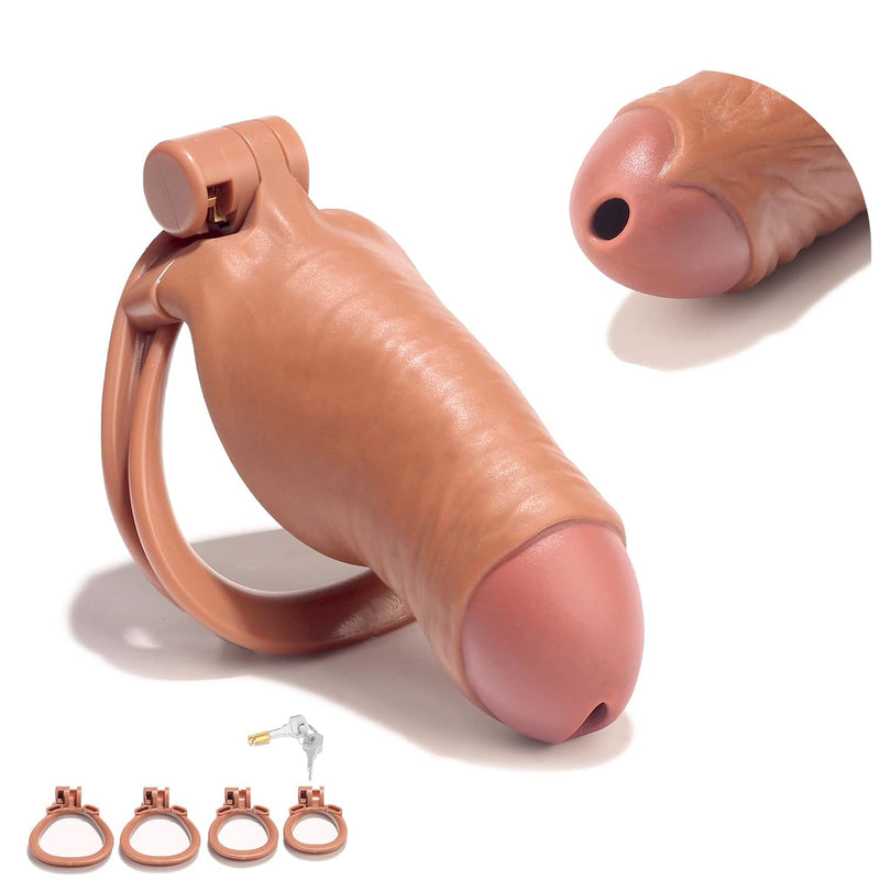 Male Chastity Cage Chastity Devices, Nylon Resin Cock Cage Chastity Cage Holder Belt Adult Games Sex Toys For Beginner Man With 4 Sizes Rings And Invisible Lock Like Realistic Dildo Light Weight Small
