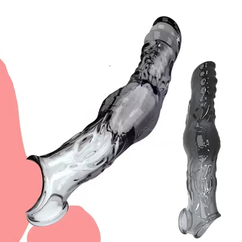 Penis Sleeve Cock Sleeve Male Sex Toy,Monster Penis Extender Cock Ring For Men Erection Enhancement,Reusable Penis Sheath Girth Sleeve,Soft Silicone Penis Pump Enlarger Adult Sex Toy For Couples