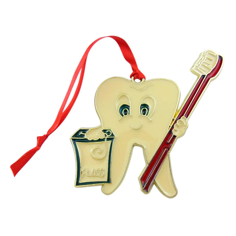 Dentist Ornament Tooth With Toothbrush Dental Christmas Decoration, 4 Inch