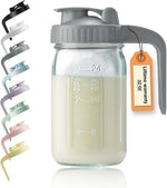 32oz Glass Pitcher with Lid & V-shaped Pour Spout - 1 Quart Breastmilk Pitcher Double Leak Proof, Creamer Container for Sun Tea, Juice, Cold Brew Coffee, Breastmilk Storage Container