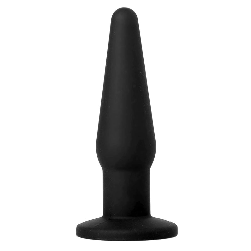 Booty Buddy Butt Plug - 3.5 Inch Silicone Anal Plug - Smooth Curved Prostate Massager With Wide T-Bar Base - Waterproof - Black