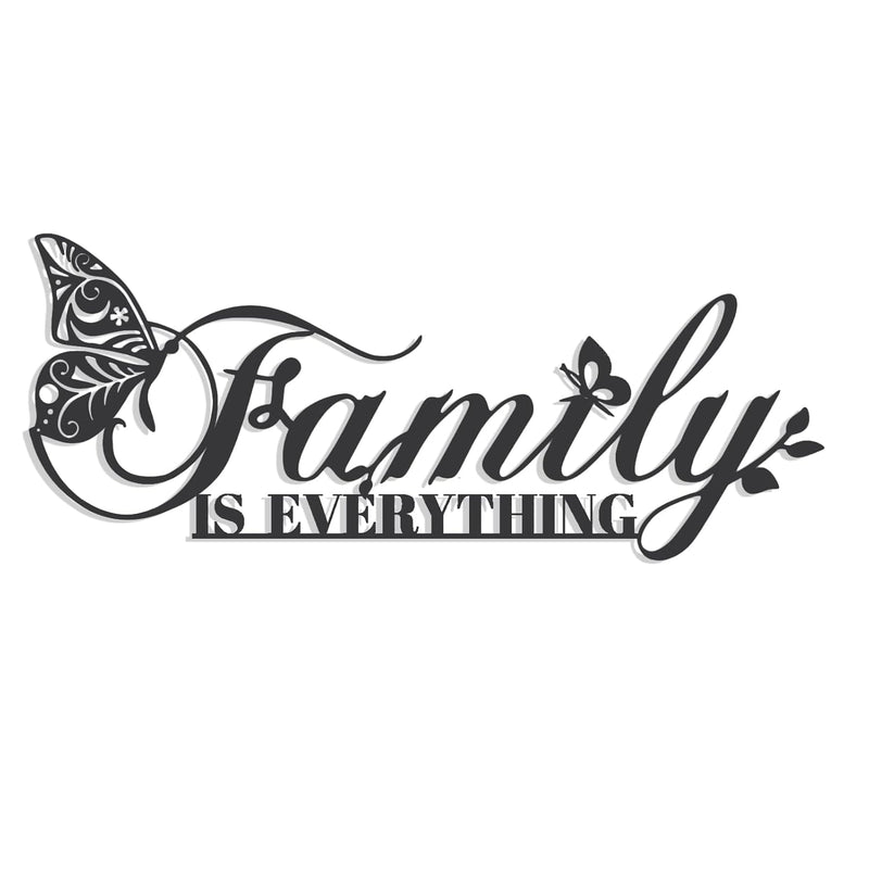 Family Signs Metal Wall Decor, Family Is Everything Word Sign With Butterfly F