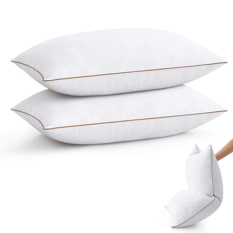 ® Goose Feathers Down Pillows Standard Size Set Of 2, Soft Fluffy Hotel Pillow