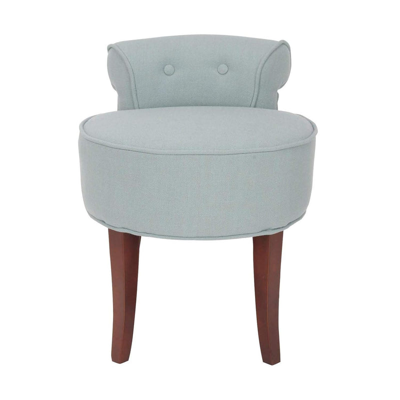 Home Collection Georgia Silver Blue And Cherry Mahogany Petite Vanity Stool