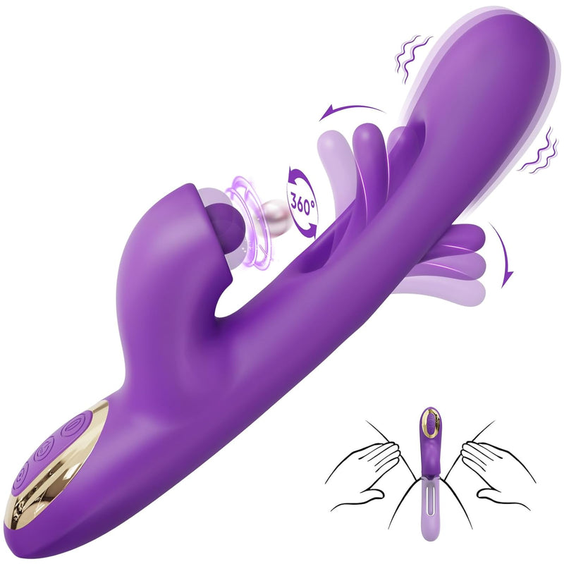 G Spot Vibrator Sex Toys For Women, Adult Sex Toys Dildo Vibrators With 10 Flapping, 10 Rotating Bead & 10 Vibrating Modes, Rose Sex Toy Nipple Clitoral Vibrator For Women And Couple Anal Sex Toys